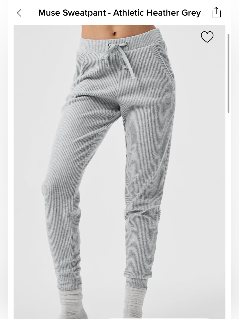 Alo Ribbed GrayJoggers - XXS